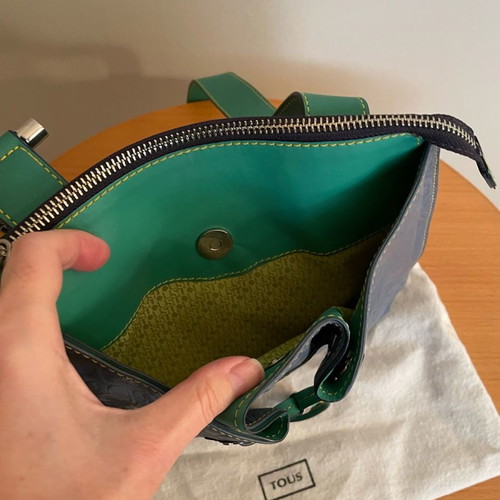 Tous crossbody bag like new, blue embossed leather