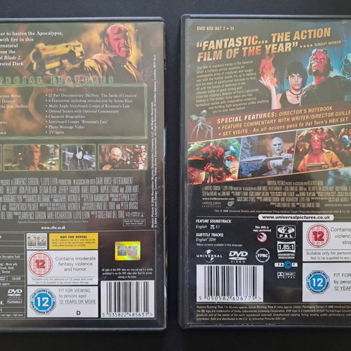 Hellboy and Hellboy 2 The Golden Army DVD like new, action fantasy