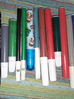 Markers, pencils and pens used, pack