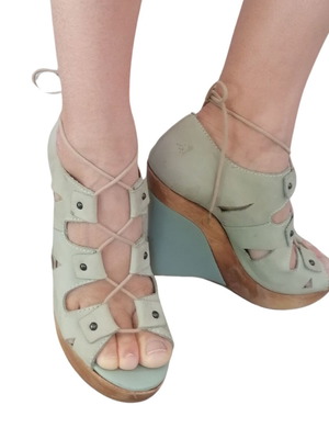 Top Shop sandals platforms size 38 used, 14cm heel, leather suede