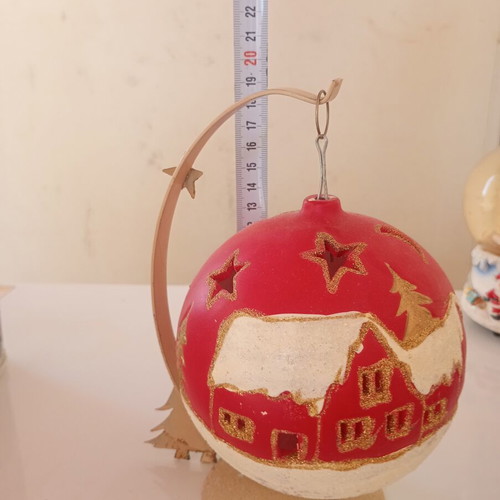 Christmas decoration set used, 11 pieces including music snow globe and ceramic candle holders