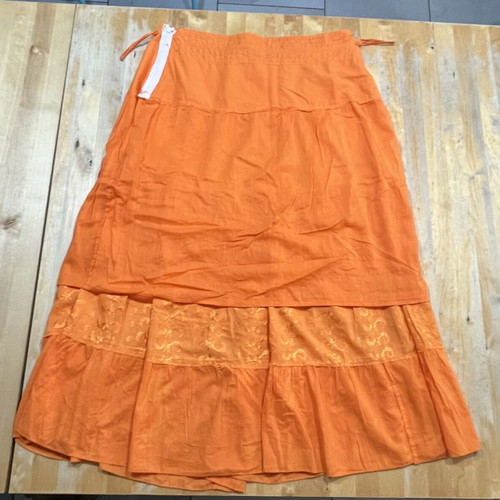 Long summer skirt orange 100% cotton made in India