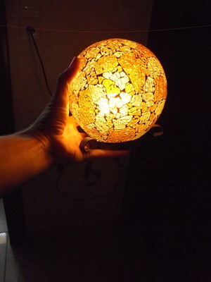 Table lamp vintage used, moon-like design