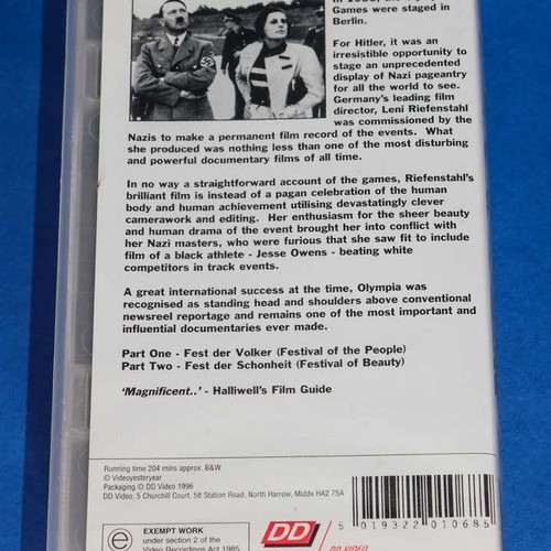 Olympia Nazi Olympics 1936 VHS tape used