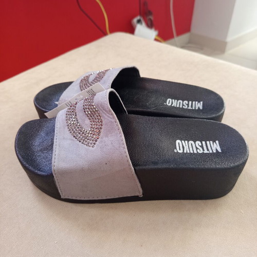 Mitsuko platform women's slippers new, narrow fit, black and grey