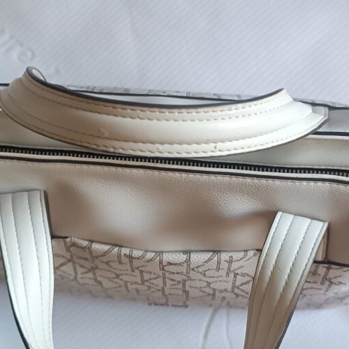 Calvin Klein white handbag and shoulder bag with CK logo