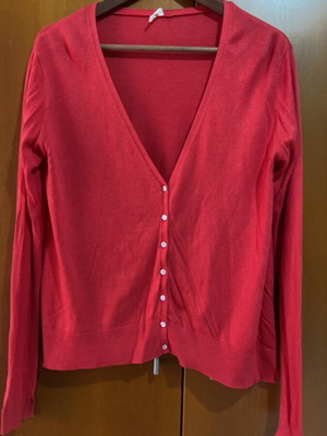 Stradivarius women's cardigan red thin cotton like new XL