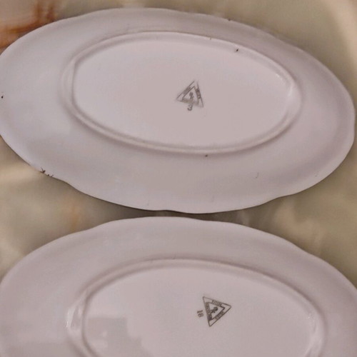Titov Veles porcelain serving platters with purple flowers, set of 2