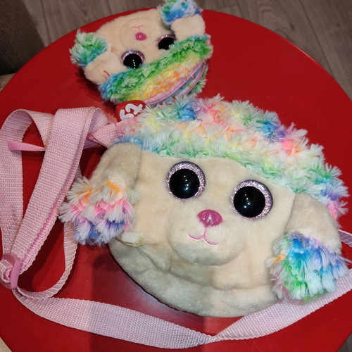 Fuzzy bag and wallet almost new girls' style