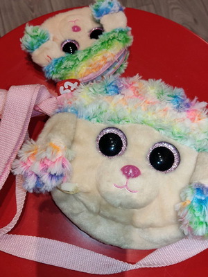 Fuzzy bag and wallet almost new girls' style