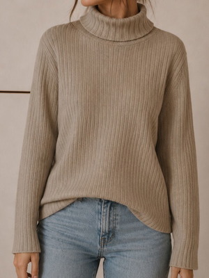 Women's turtleneck sweater medium beige like new