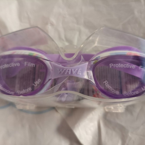 Wave swimming goggles 6Y+ new with case, lilac