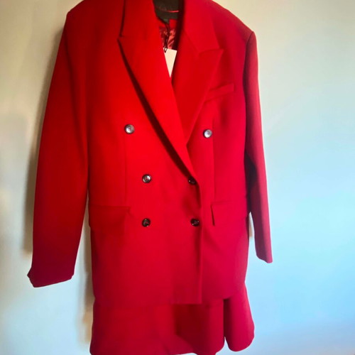 Zara set jacket and skirt midi red new M
