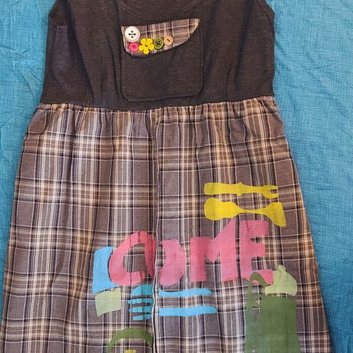 Heal+ Y2K dress with playful print and check pattern like new