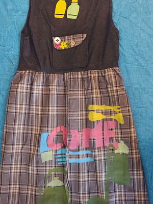 Heal+ Y2K dress with playful print and check pattern like new