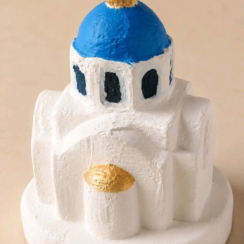 Gypsum church hand-painted, 12 cm height, new