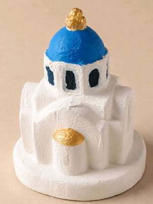 Gypsum church hand-painted, 12 cm height, new