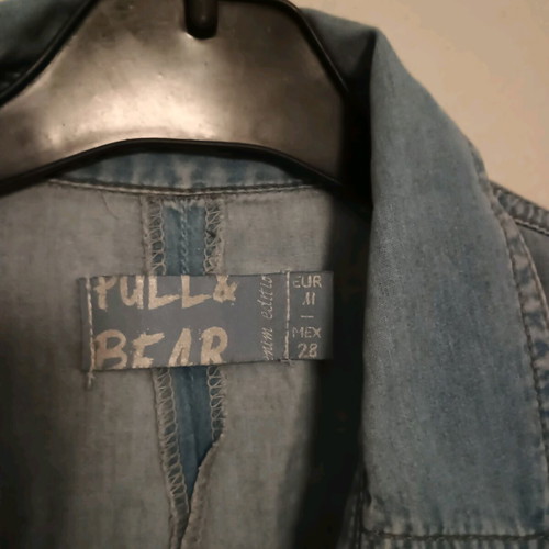 Pull&Bear women's denim short-sleeve shirt like new, blue