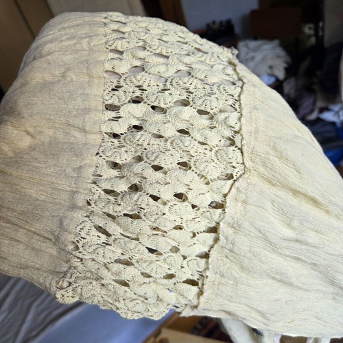 Vintage style bohemian tiered maxi skirt cream size small repair project