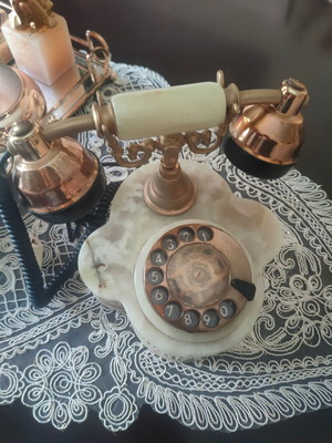 Μαρμάρινο τηλέφωνο vintage καινούργιο, μπεζ ενσύρματο