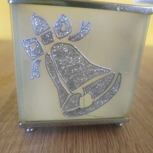 Christmas candle holder used Frosted Glass