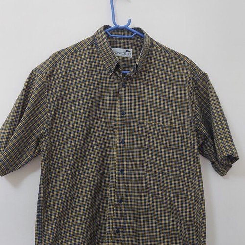 Monticello men's cotton shirt like new, multicolor yellow, size L