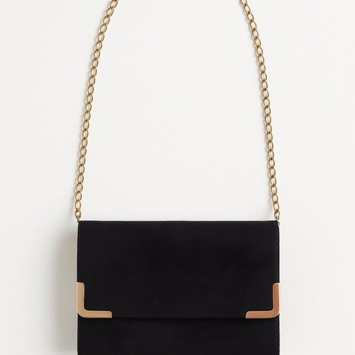Crossbody bag used black velour with detachable strap