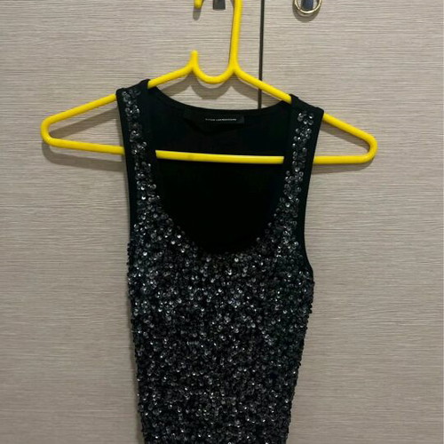 Atos Lombardini blouse with sequins medium like new, black and silver