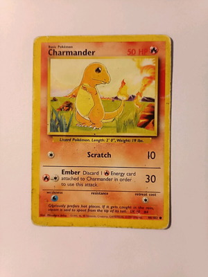 Charmander Pokemon Card μεταχειρισμένο, Base Set 46/102 1999 Wizards