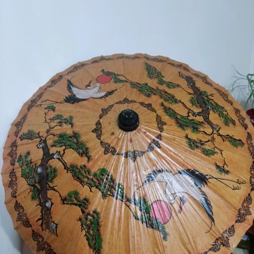 Chinese handmade umbrella used, made of rice paper and bamboo