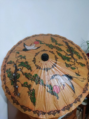 Chinese handmade umbrella used, made of rice paper and bamboo
