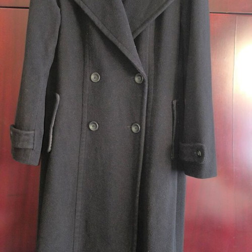 Wool long coat Sisley used, black, size M