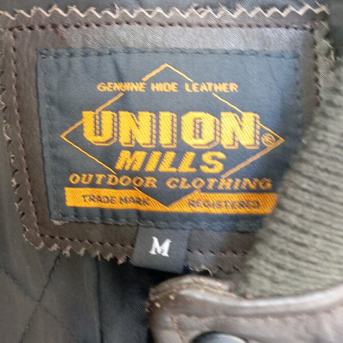 Union Mills Leather Street Bomber Jacket new beige brown