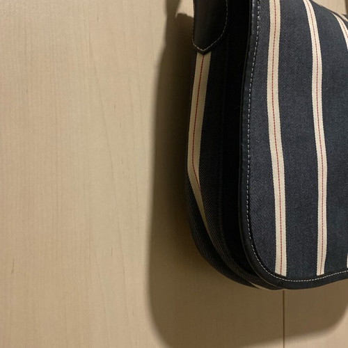 Longchamp shoulder bag like new, denim with white and blue stripes