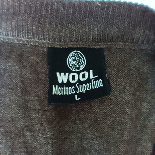 Brown men's wool cardigan L used with V-neck