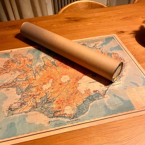 Map poster of Iceland like new with key Golden Circle landmarks