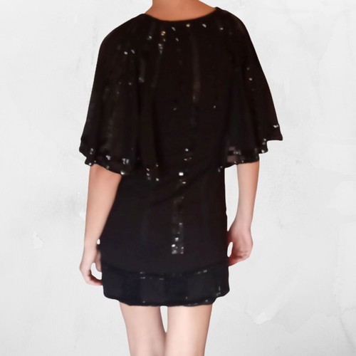French Connection black short dress with rhinestones used, size Small UK8