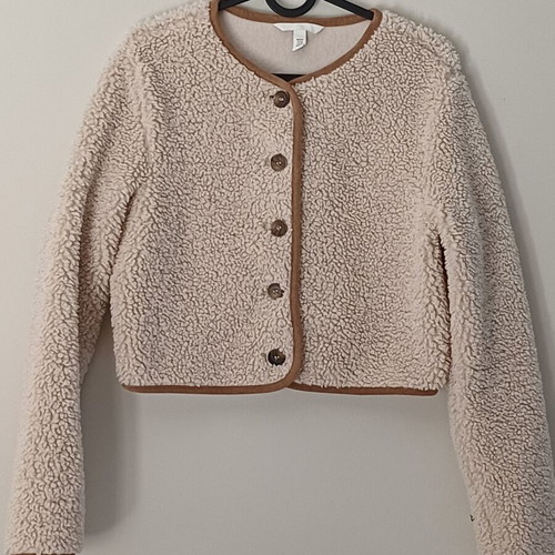 H&M women's beige fleece sweatshirt, size XS