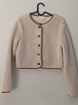 H&M women's beige fleece sweatshirt, size XS