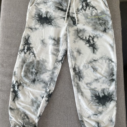 Bershka M sweatpants used, white and gray, cotton