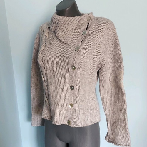 Vintage Italian Sweater used, wool blend, asymmetrical collar
