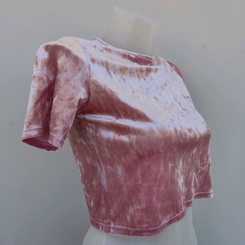 Velvet blouse pink pastel cropped like new, size S/M