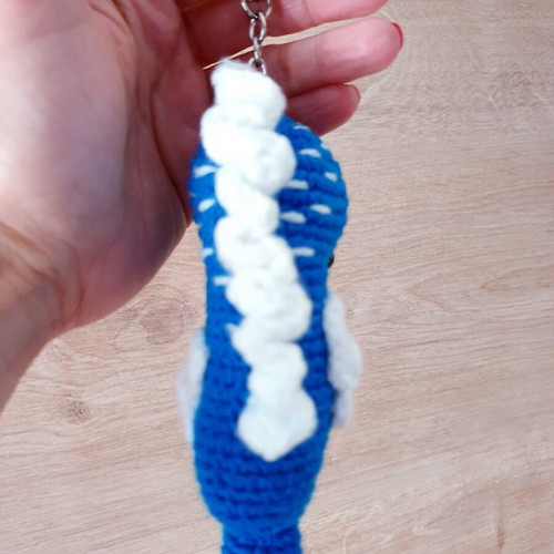 Seahorse Crochet Charm Keychain Blue New
