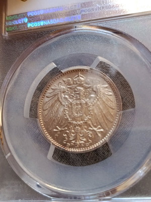 Γερμανία ασημένιο 1 mark 1914 D , PCGS MS65