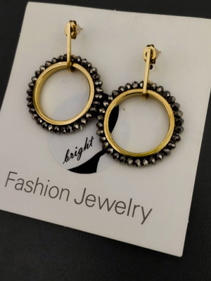 Dangling earrings new, gold color, stainless steel