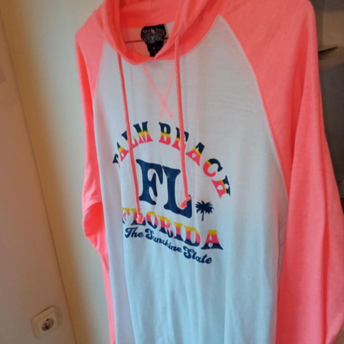 Unisex Surfing Style long-sleeve shirt pink white like new No L,M