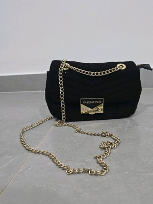 Valentino Small Black Bag Like New With Gold Chain