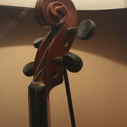 Table lamp with real violin base, handmade statement piece