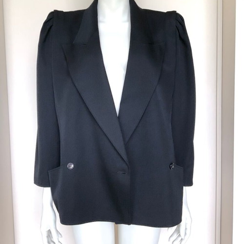 Emanuel Ungaro Women's Black Wool Blazer Jacket Size M like new