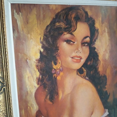Gypsy painting used with vintage gold frame
